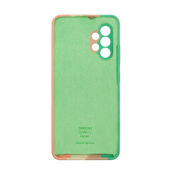 Чохол Silicone Cover Full Rainbow для Samsung A32-2021/A325 Green/Pink with Camera Lens