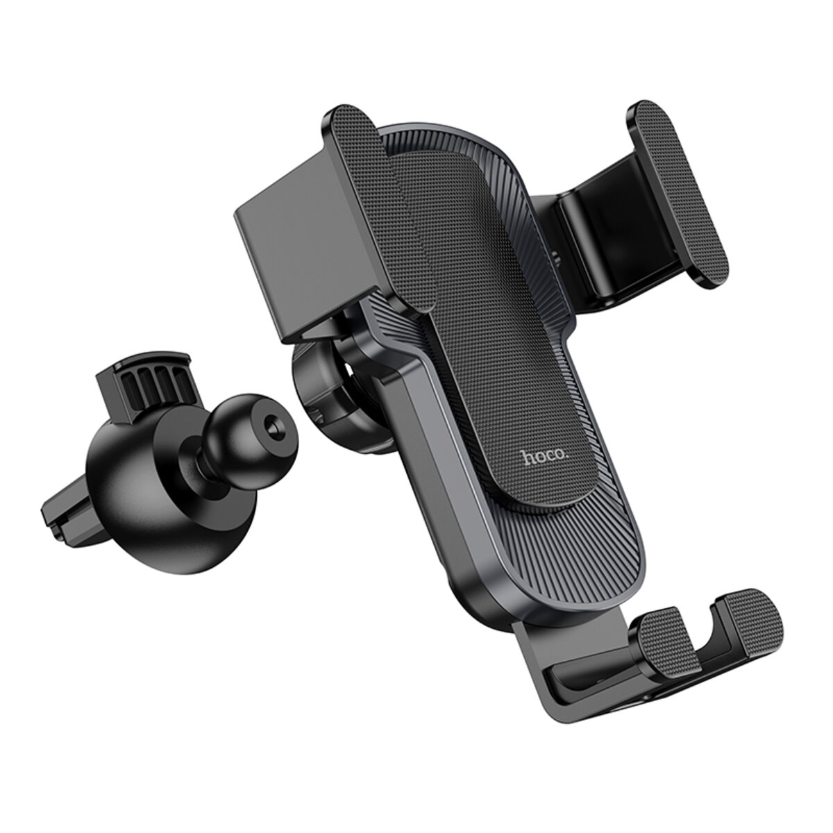 Автотримач для телефона HOCO CA103 vertical and horizontal air outlet gravity car holder Black Metal Gray