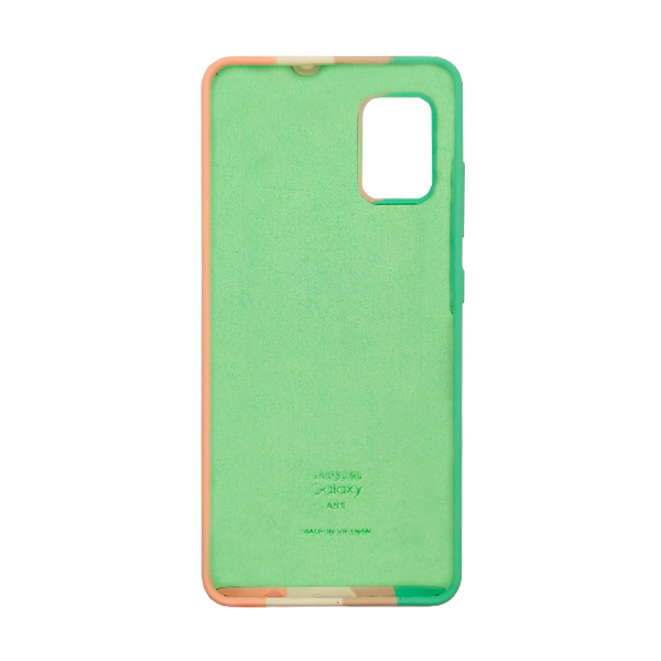 Чохол Silicone Cover Full Rainbow для Samsung A51-2019/A515 Green/Pink