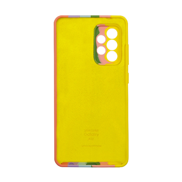 Чохол Silicone Cover Full Rainbow для Samsung A52/A525/A52S 5G/A528B Yellow/Pink with Camera Lens