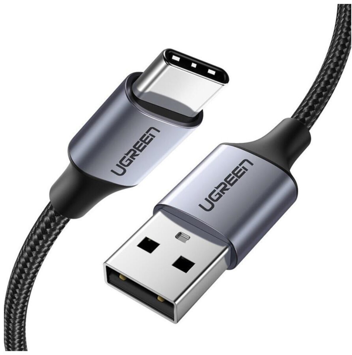 Кабель UGREEN US288 USB-A 2.0 to USB-C Cable Nickel Plating Aluminum Braid 2m (Black) (UGR-60128)