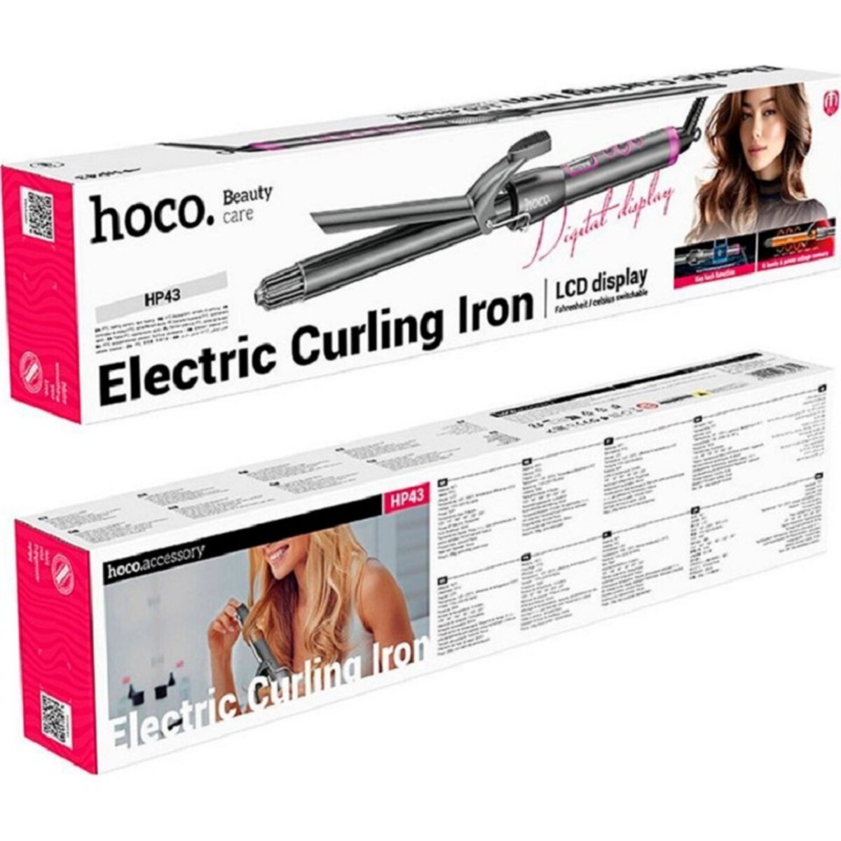 Гребінець для випрямлення волосся HOCO HP43 Electric manual curling iron with digital display(EU) Gray