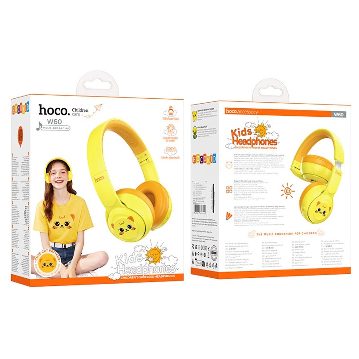 Навушники HOCO W60 Rhyme BT headphones for children Sun Yellow
