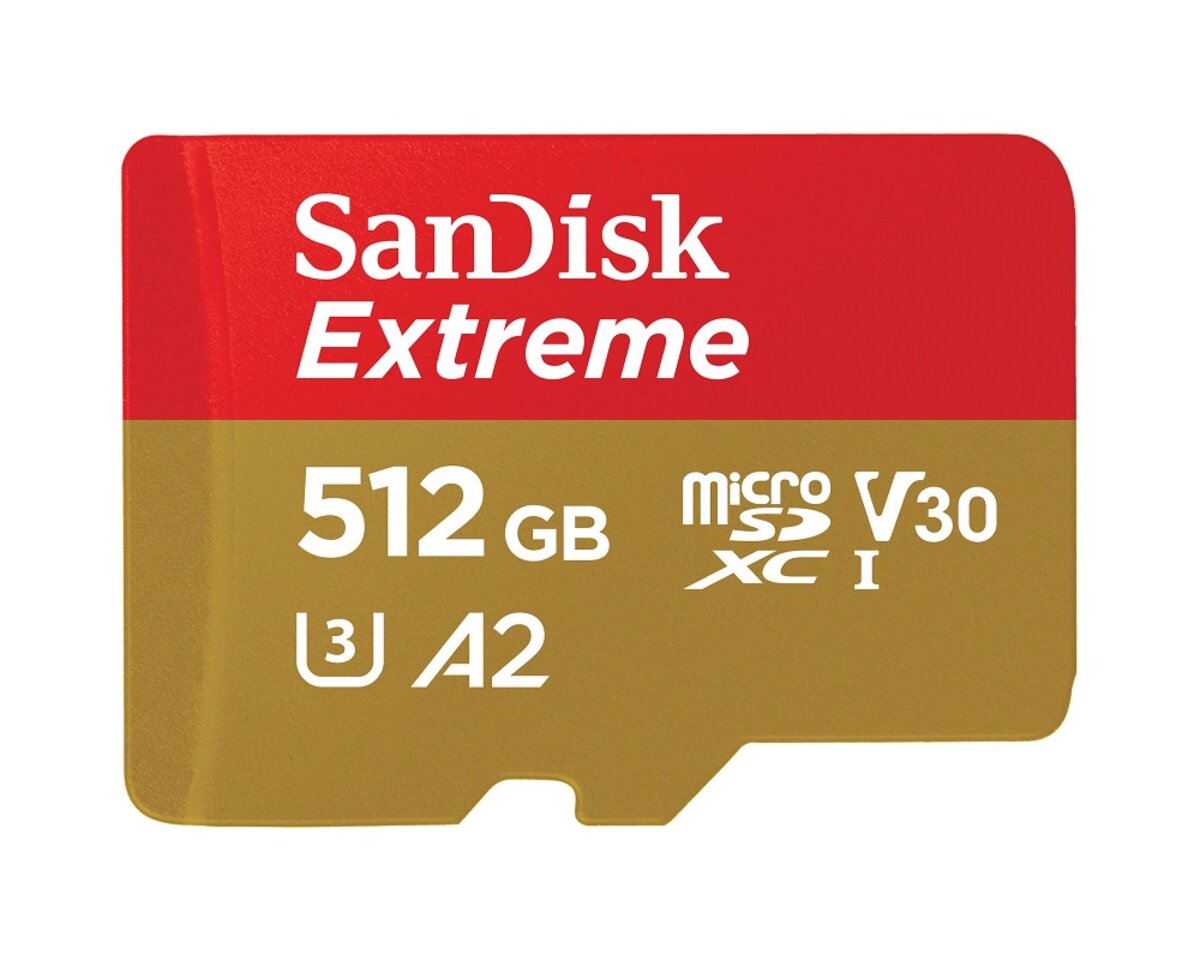 Карта пам'яті microSDXC (UHS-1 U3) SanDisk Extreme A2 512Gb class 10 V30 (R190MB/s,W130MB/s) (adapter SD)