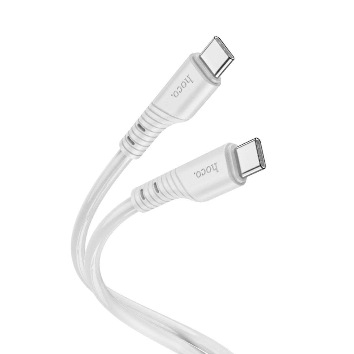 Кабель HOCO X97 Crystal color 60W silicone charging data cable Type-C to Type-C light gray