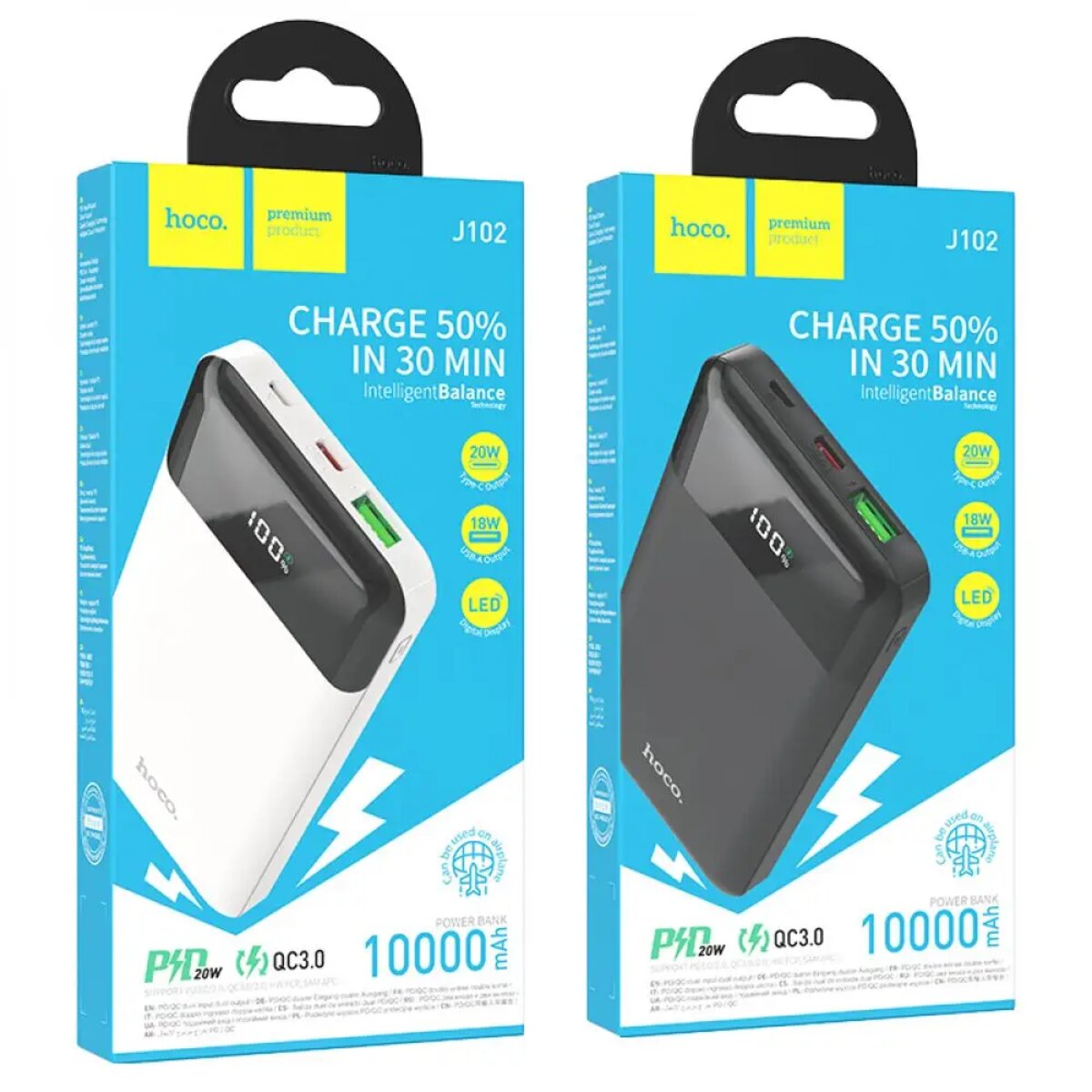 Зовнішній акумулятор HOCO J102 Cool figure PD20W+QC3.0 power bank(10000mAh) Black