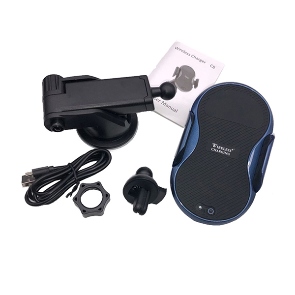 Автотримач для телефона з бездротовою зарядкою WUW W10 Qi 10W Black/Blue