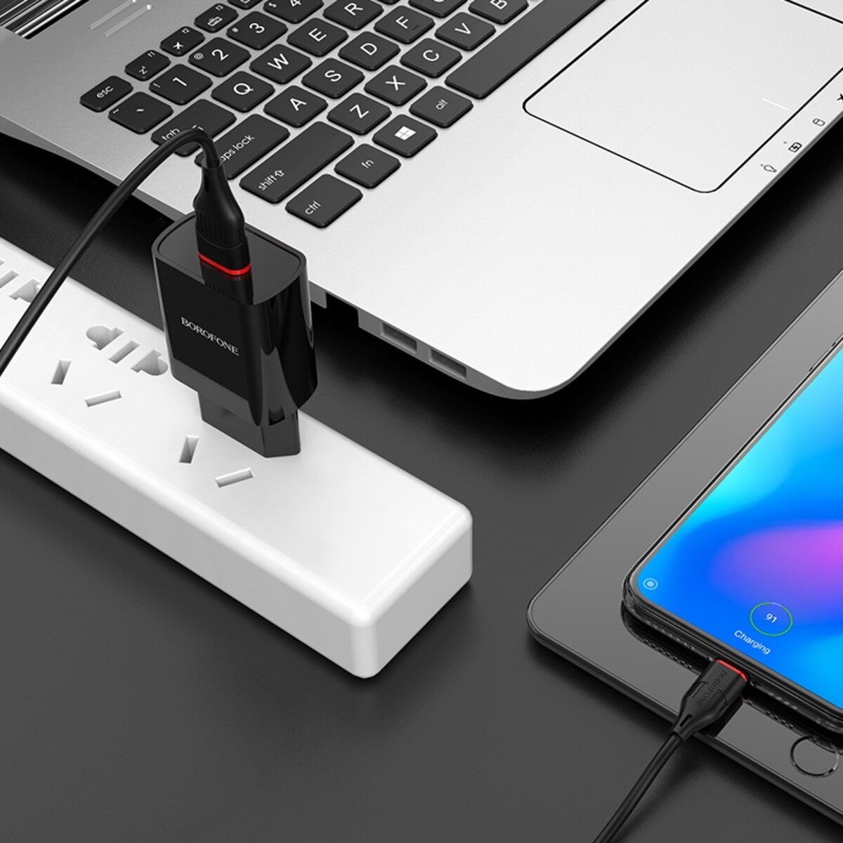 Мережевий зарядний пристрій BOROFONE BA20A Sharp single port charger set(Type-C) 10.5W Black