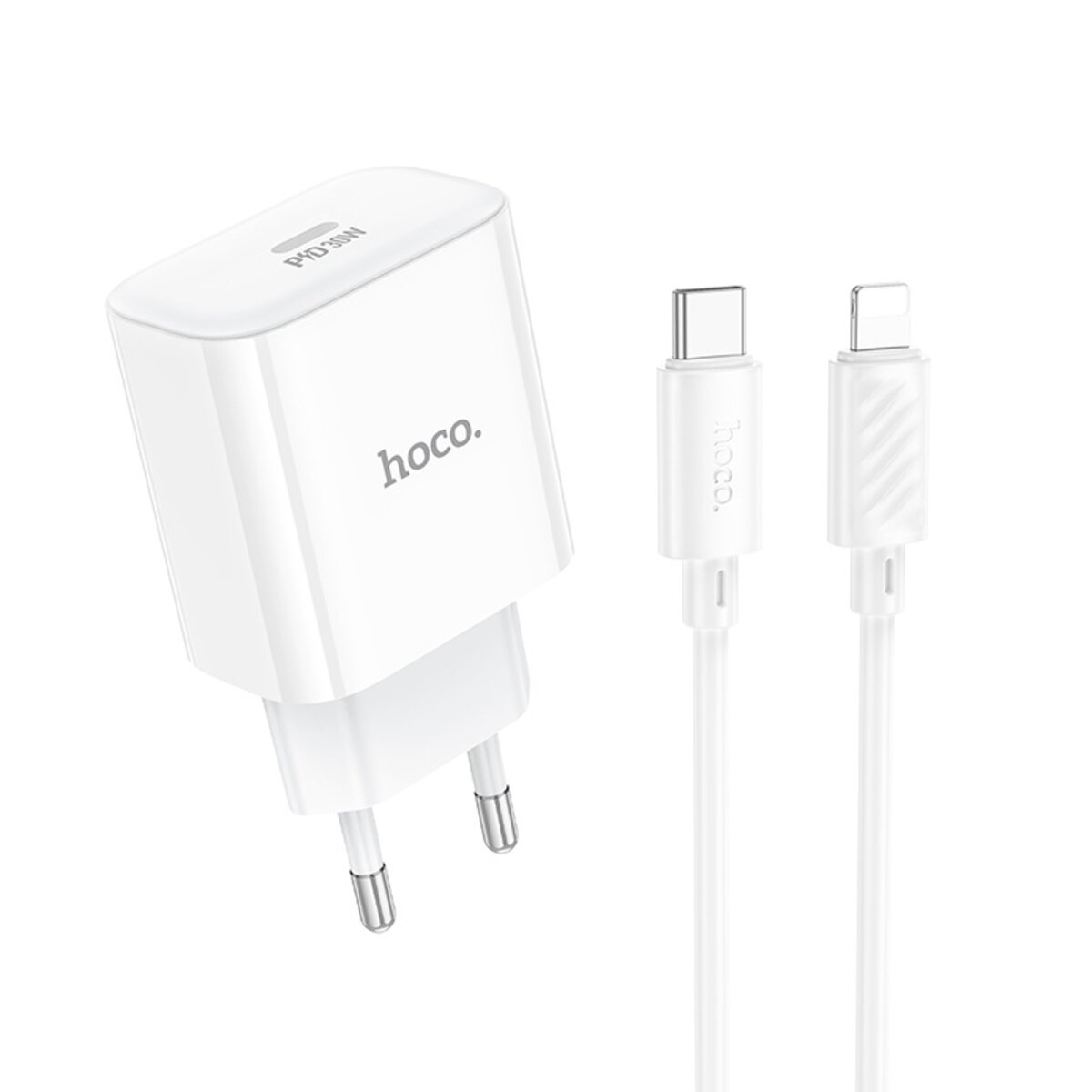 Мережевий зарядний пристрій HOCO C76A Pro Majestic single port PD30W charger set (C to iP)(EU) White