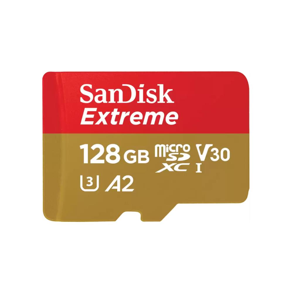 Карта пам'яті microSDXC (UHS-1 U3) SanDisk Extreme A2 128Gb class 10 V30 (R190MB/s,W90MB/s) (adapter SD)