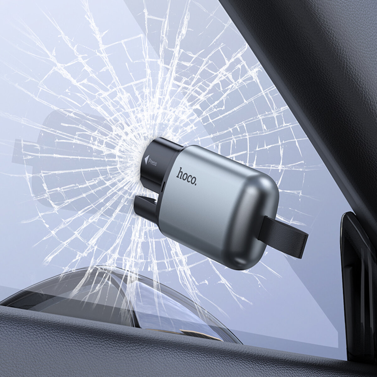 Автомобільний молоток HOCO ZP15 King car safety hammer Metal Gray