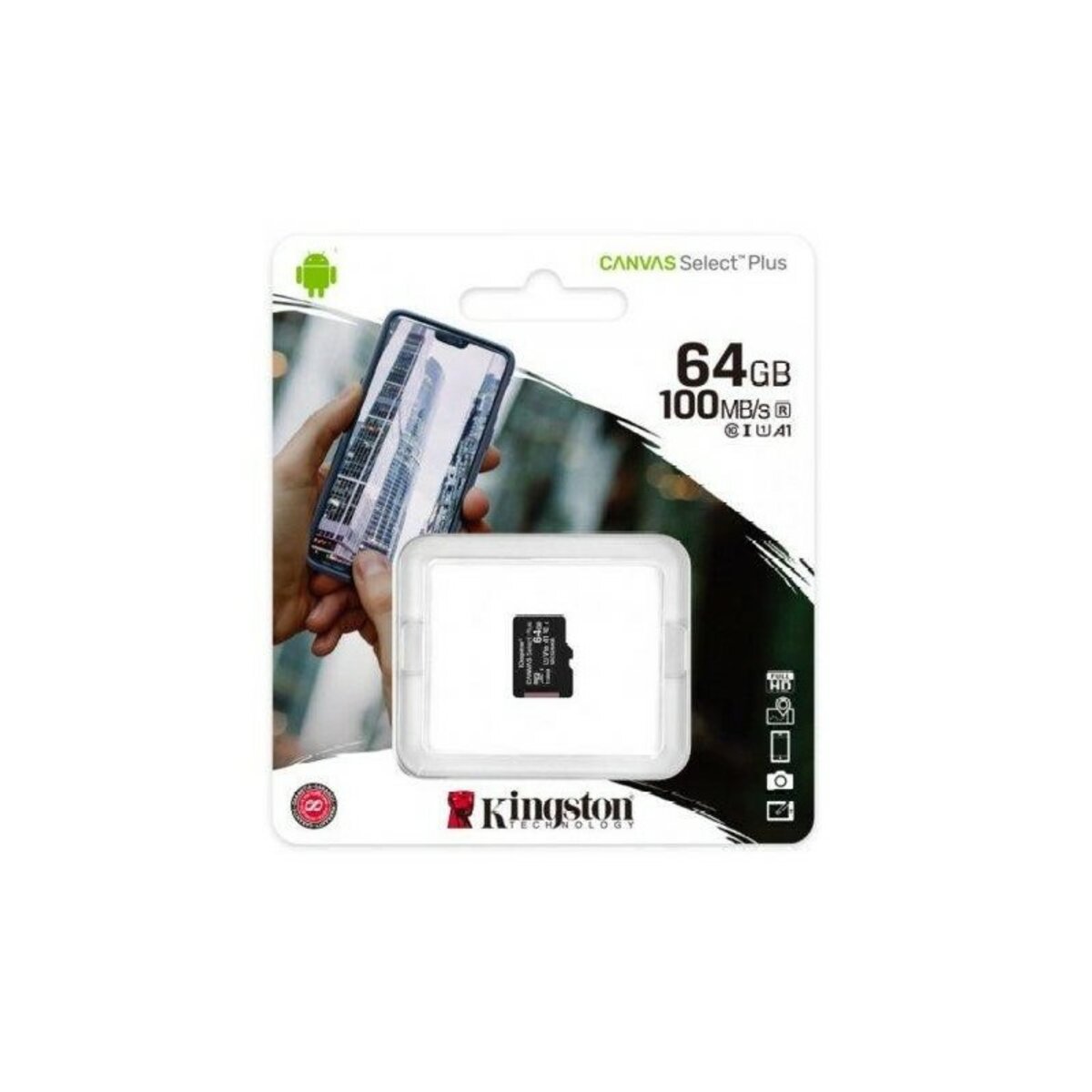 microSDXC (UHS-1) Kingston Canvas Select Plus 64Gb class 10 А1 (R-100MB/s)