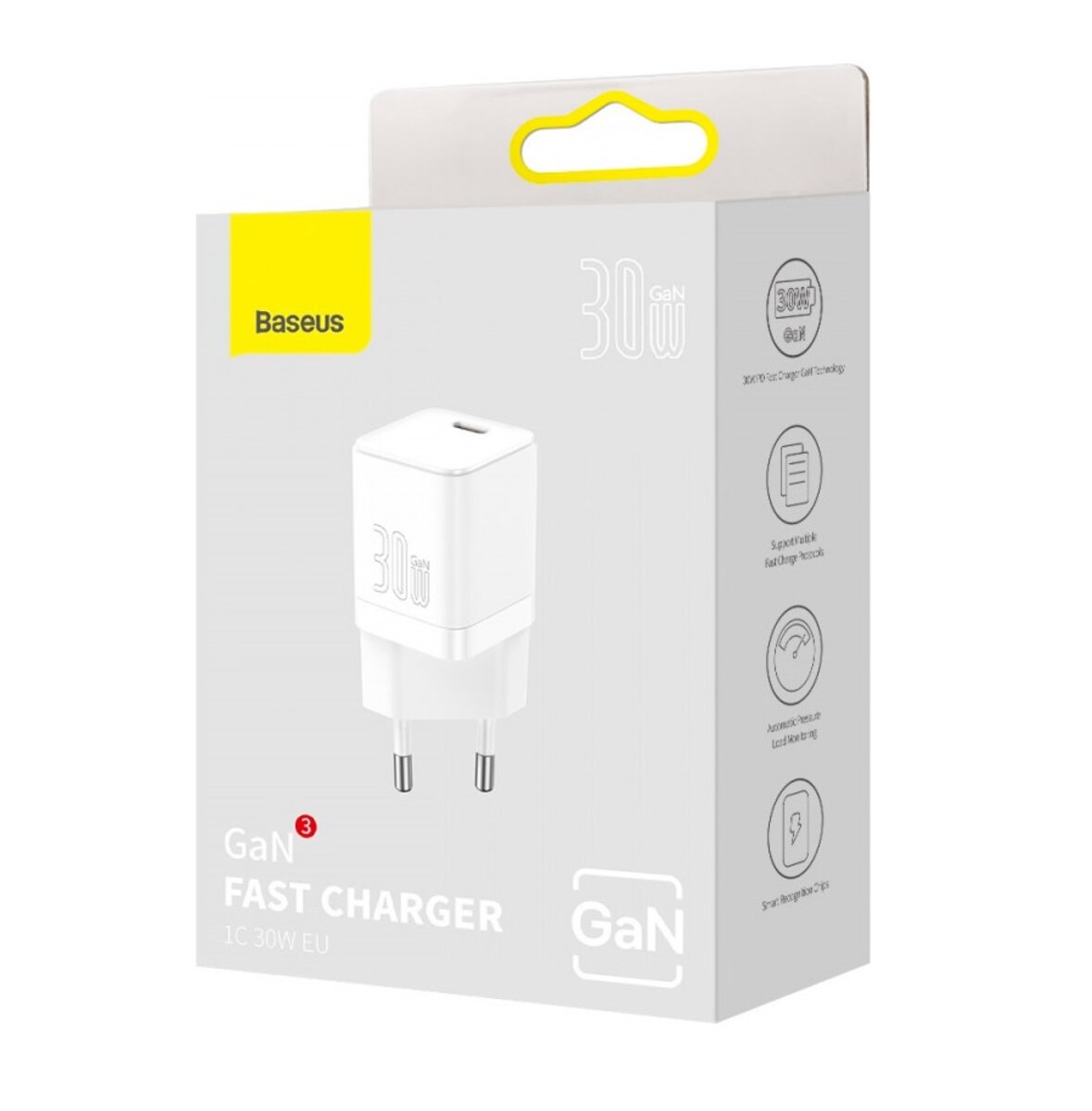 Мережевий зарядний пристрій Baseus GAN3 Fast Charger 1C 30W EU White