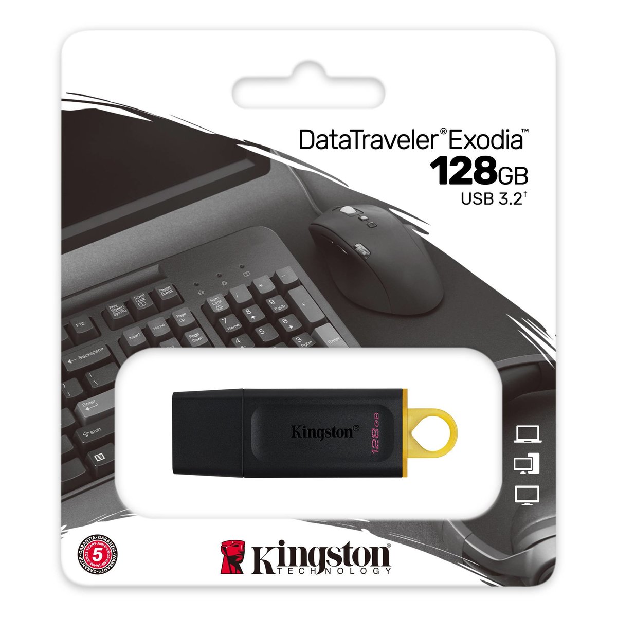 Флешнакопичувач USB3.2 128GB Kingston DataTraveler Exodia Black/Yellow (DTX/128GB)