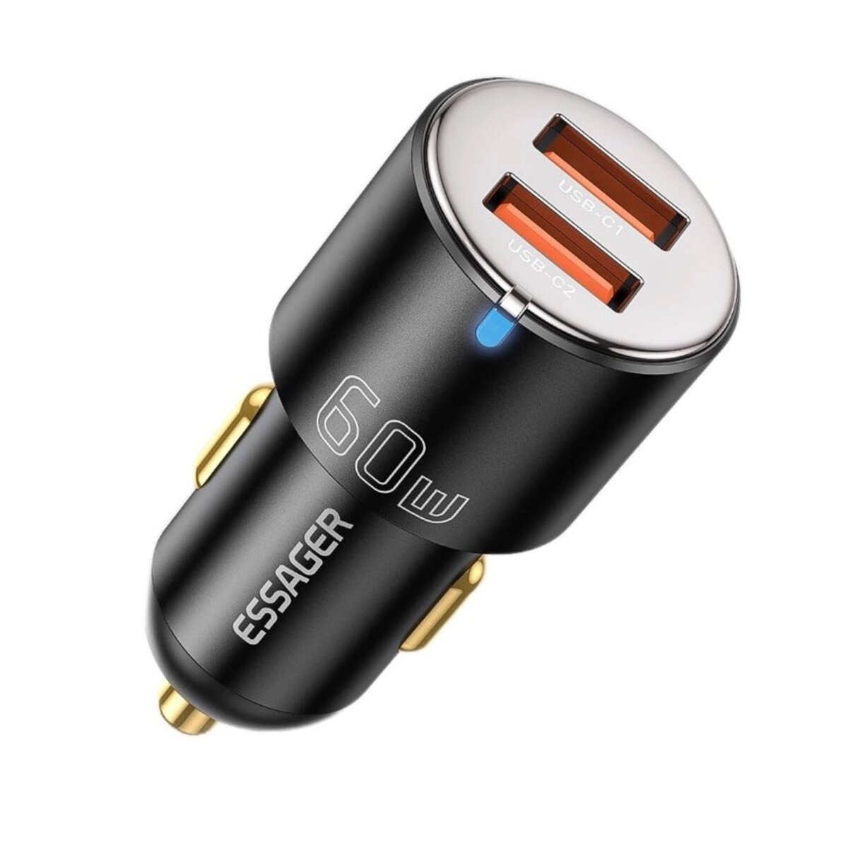 Автомобільний зарядний пристрій Essager City Dual Type-C + USB-A Car Charger 60W  black (ECC2C1A-FF01)