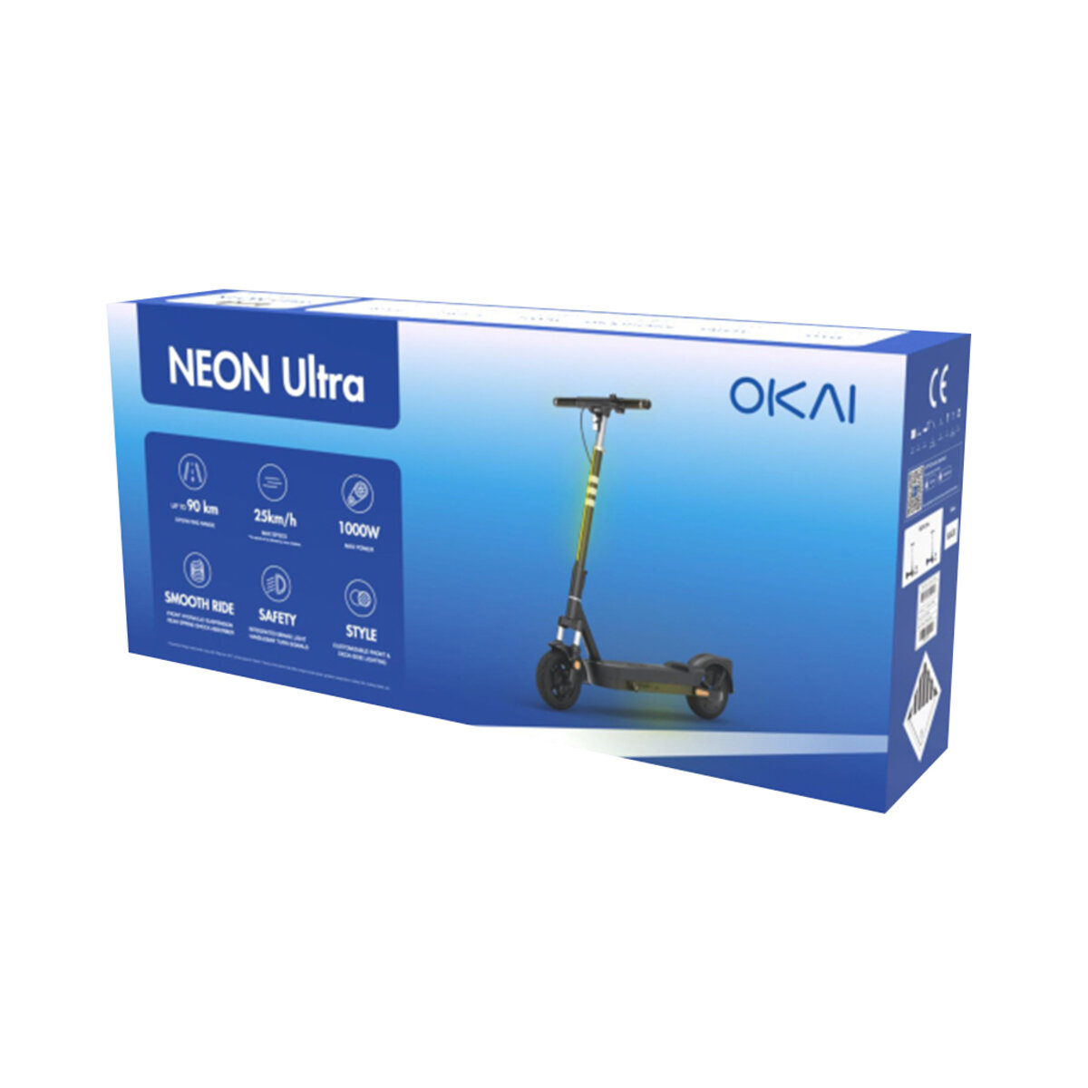 Електросамокат OKAI ES40-Black 10", 500(1000)W, 15.6Ah, 70km, 38kmh, 25%, NFC, App, 23kg