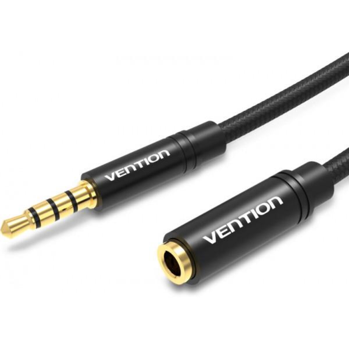 Аудіокабель подовжувач Vention Cotton Braided 3.5mm Audio Extension Cable 0.5M Black Metal Type