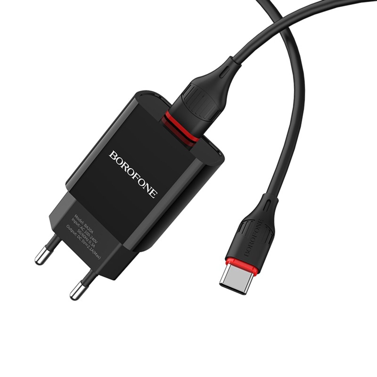 Мережевий зарядний пристрій BOROFONE BA20A Sharp single port charger set(Type-C) 10.5W Black