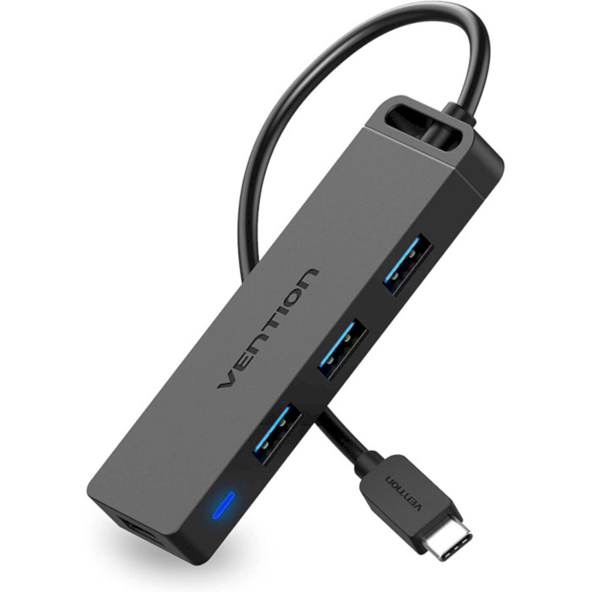USB-хаб Vention Type-C to 4-Port USB 3.0 Hub with Power Supply Black 0.5M ABS Type