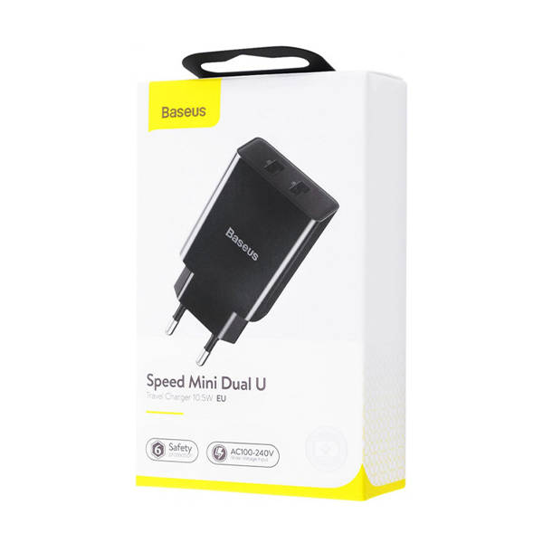 СЗУ Baseus Speed Mini Dual U Charger 10.5W Black (CCFS-R01)