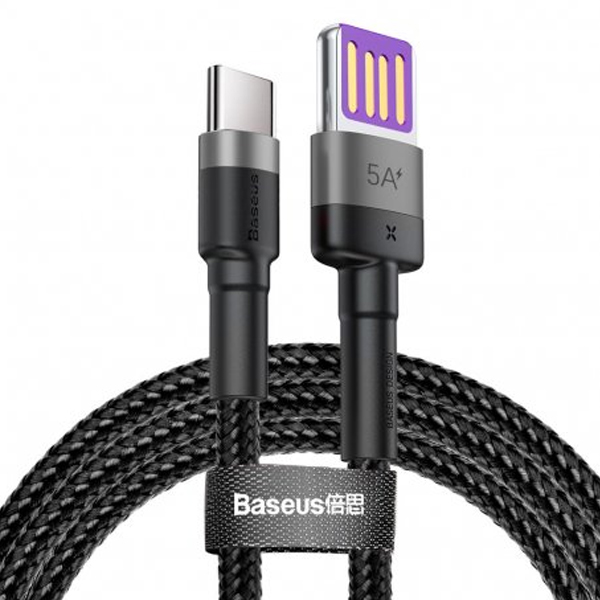 Кабель Baseus Cafule HW Quick Charging Type-C 40W 1m Grey/Black (CATKLF-PG1)