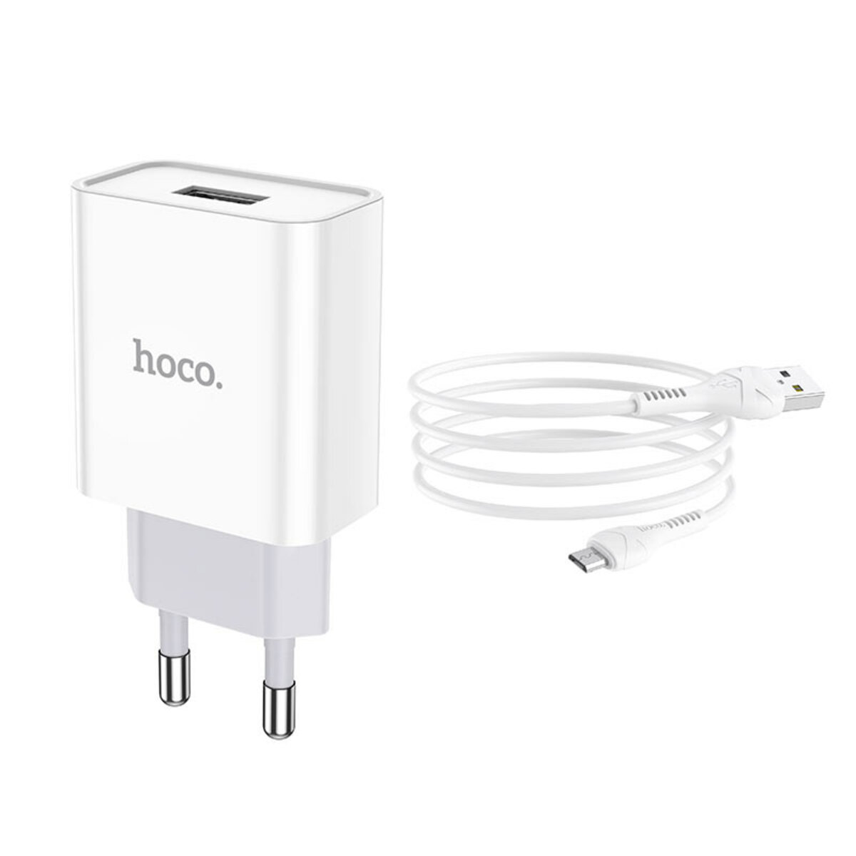 Мережевий зарядний пристрій HOCO C81A Asombroso single port charger set(Micro) 10.5W White