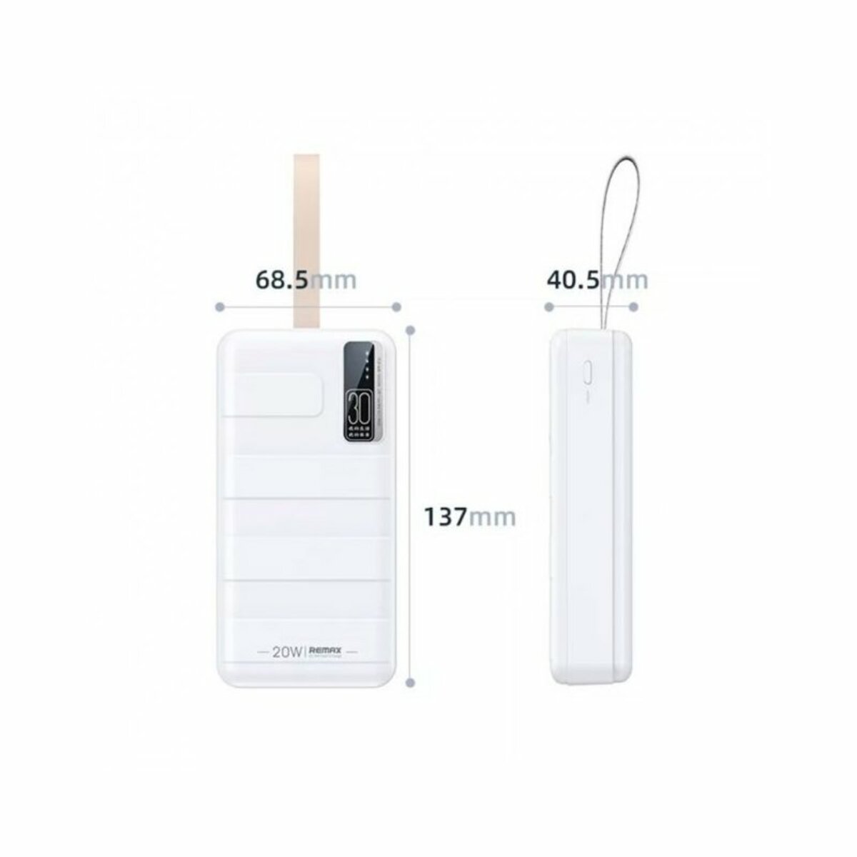 Зовнішній акумулятор REMAX Noah Series 20W+22.5W PD+QC Fast Charging Power Bank 30000mAh  RPP-506 White
