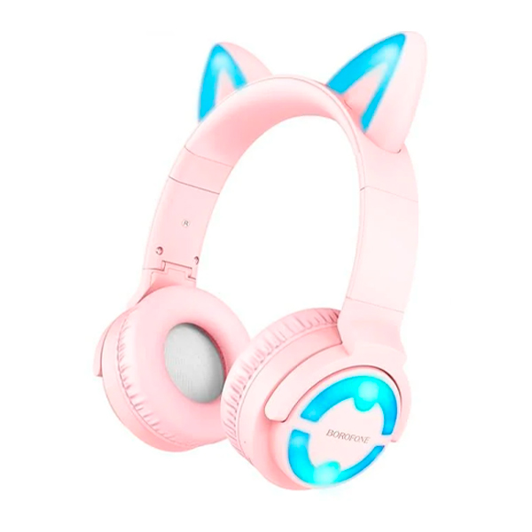 Bluetooth Навушники Borofone BO15 Cat Ear Pink