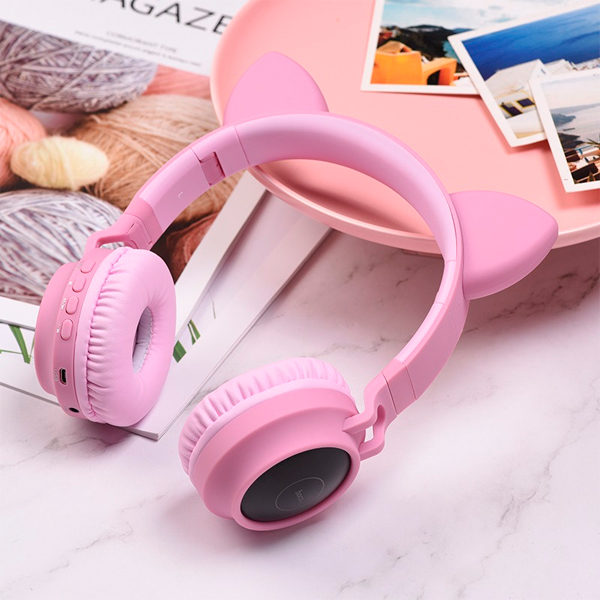 Bluetooth Наушники Hoco W27 Cat Ear Wireless Headphones Pink