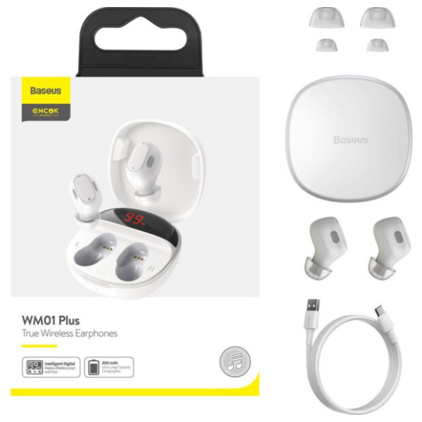Bluetooth Наушники Baseus Encok WM01 Plus TWS White