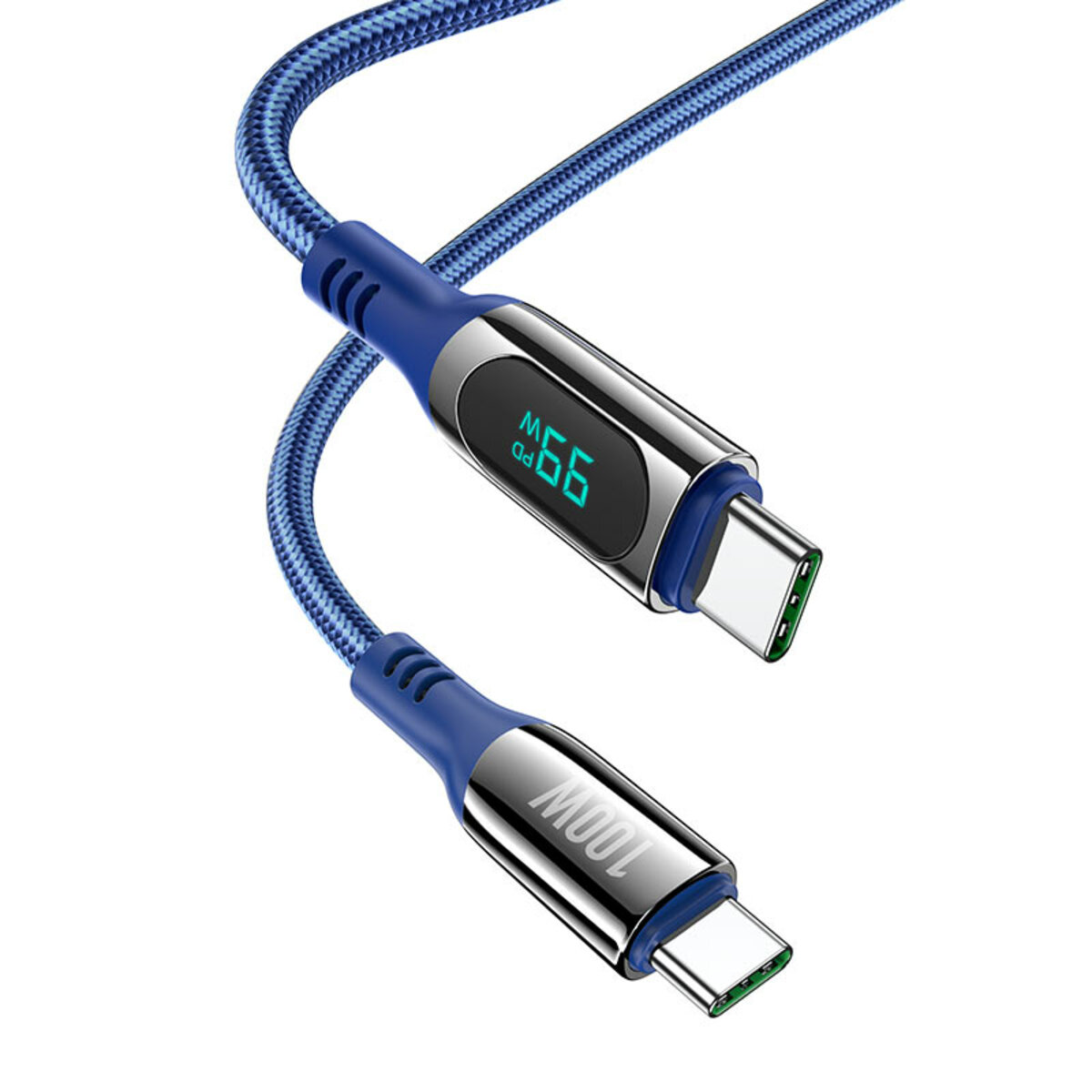 Кабель HOCO S51 Type-C to Type-C 100W, 1.2m, nylon, zinc+TPE connectors, Blue