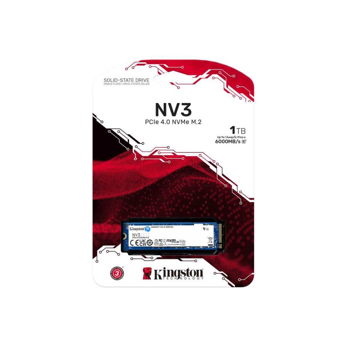 Накопичувач SSD M.2 Kingston NV3 1000GB NVMe 2280 PCIe 4.0 x4 3D NAND