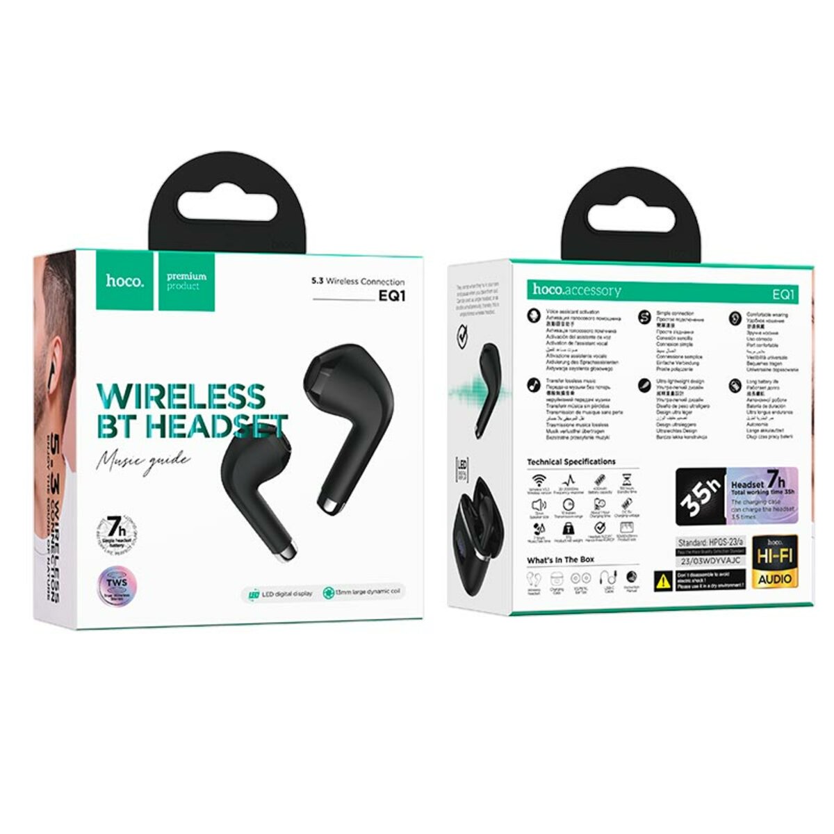 Бездротові навушники HOCO EQ1 Music guide true wireless BT headset Black