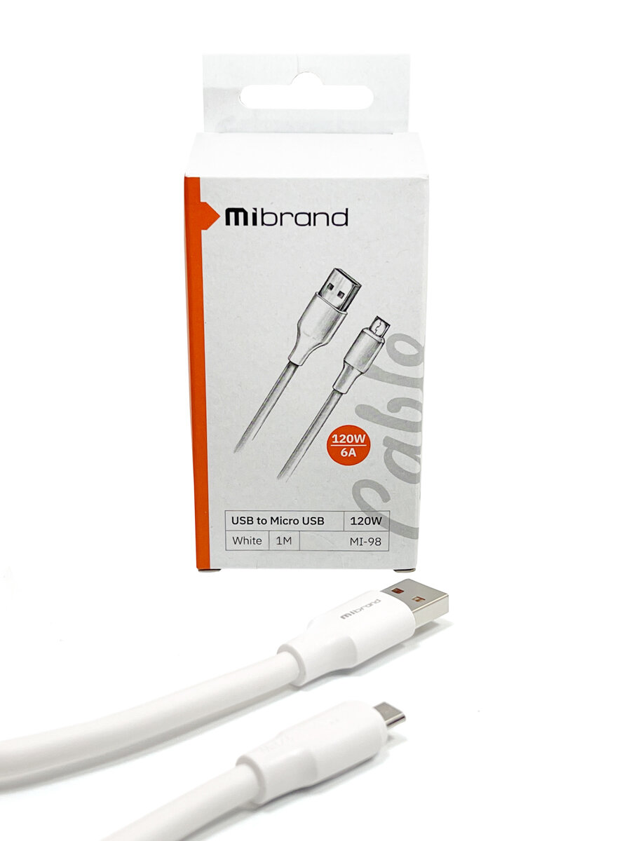 Кабель Mibrand MI-98 PVC Tube Cable USB for Micro 120W 1m White