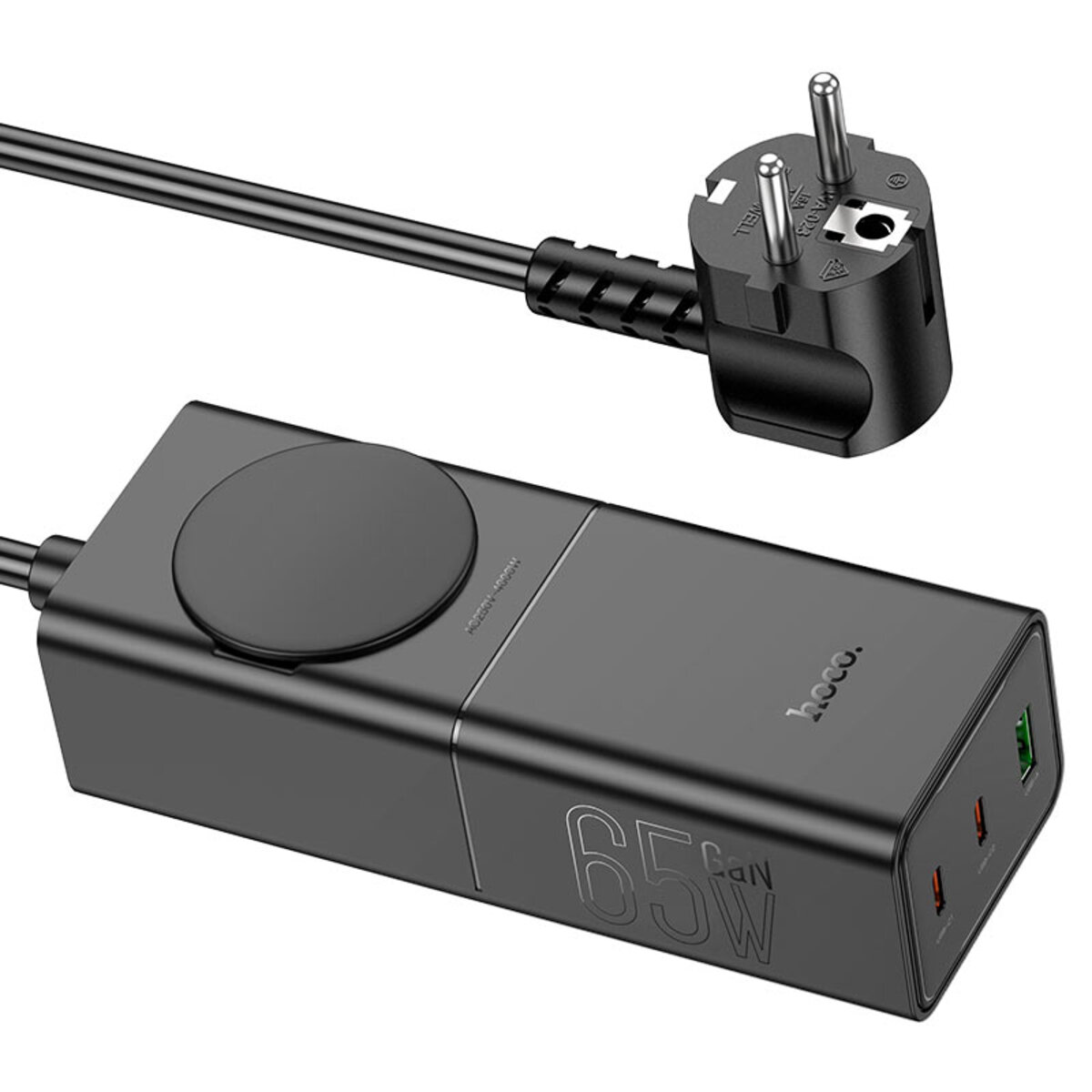 Мережевий зарядний пристрій HOCO NS4 Sharp PD65W(2C1A) desktop socket(EU/GER) Black