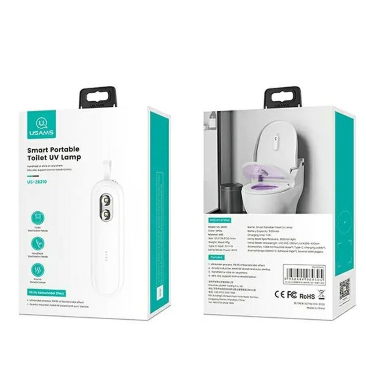 Ультрафіолетовий стерилізатор для дезинфекції Usams US-ZB210 Smart Portable Toilet UV Lamp White