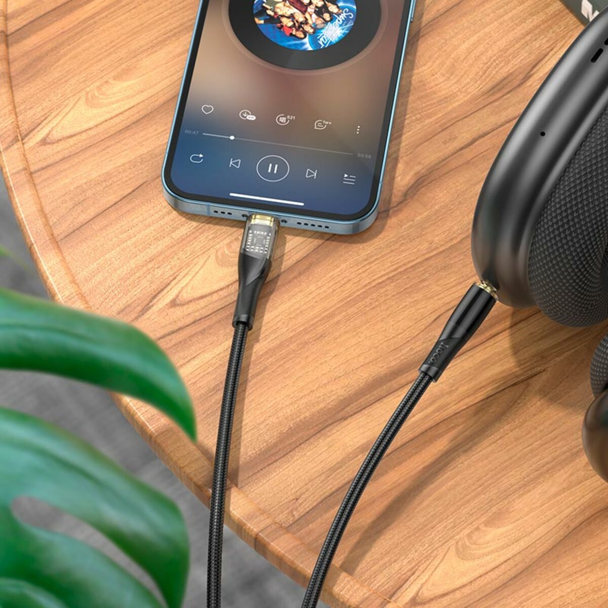Аудіокабель HOCO UPA25 Transparent Discovery Edition Digital audio conversion cable iP Black