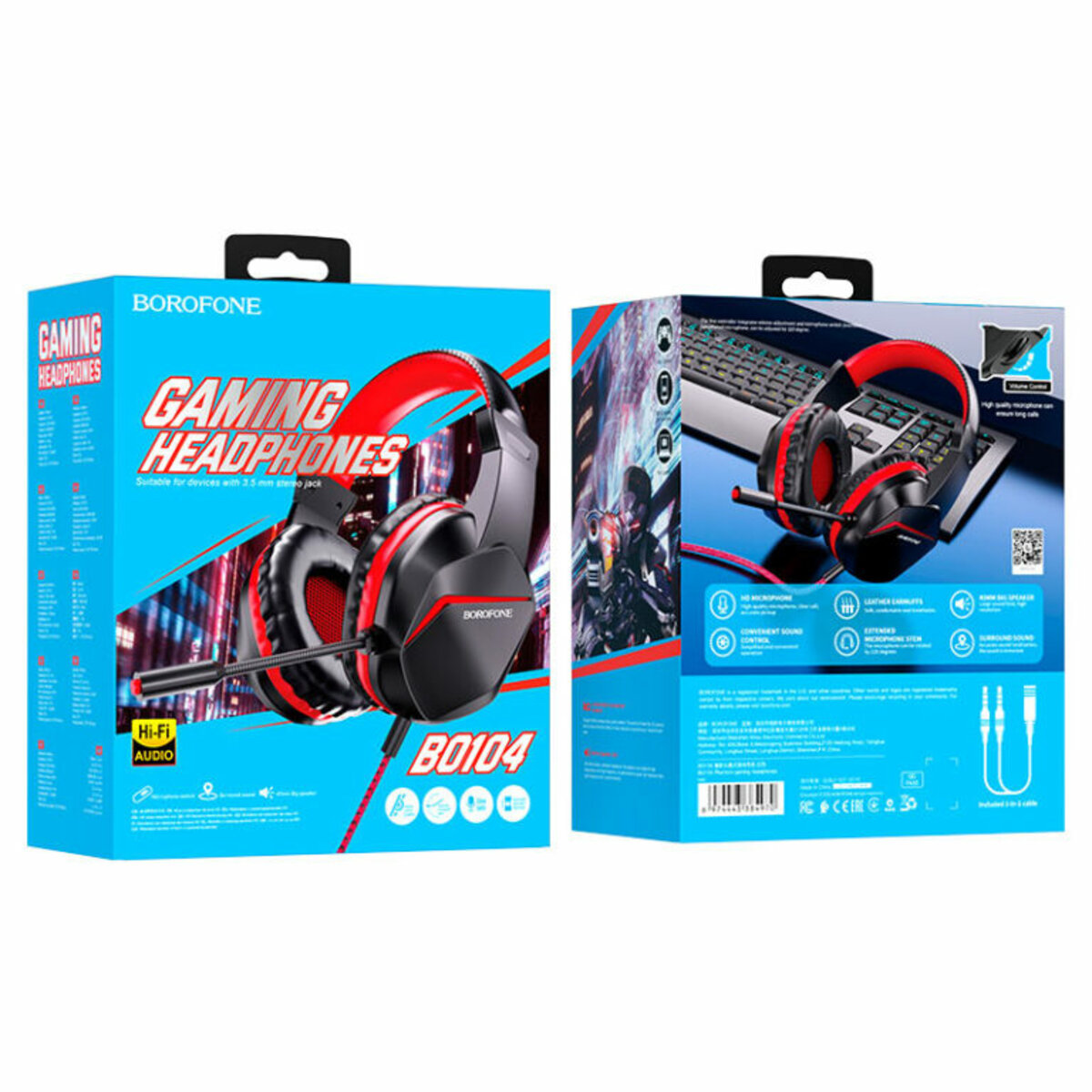 Навушники BOROFONE BO104 Phantom gaming headphones Red