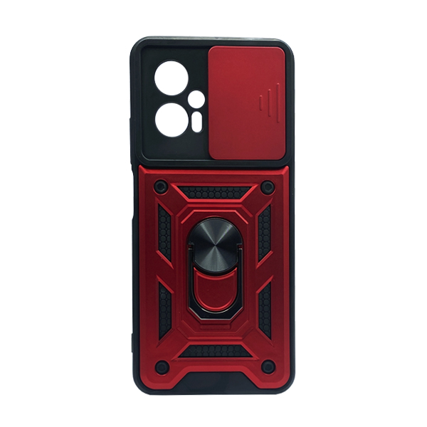 Чохол Armor Camshield Case для Xiaomi Poco X4 GT with Ring Red with Camera Lens