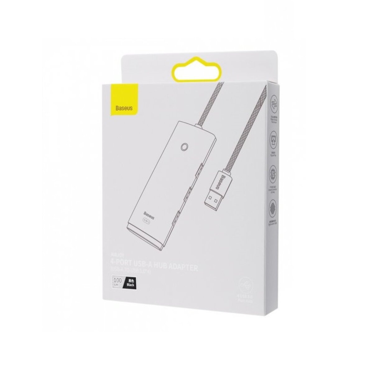 USB-хаб Baseus Lite Series 4-Port USB-A HUB Adapter (USB-A to USB 3.0*4 ) 1m Black