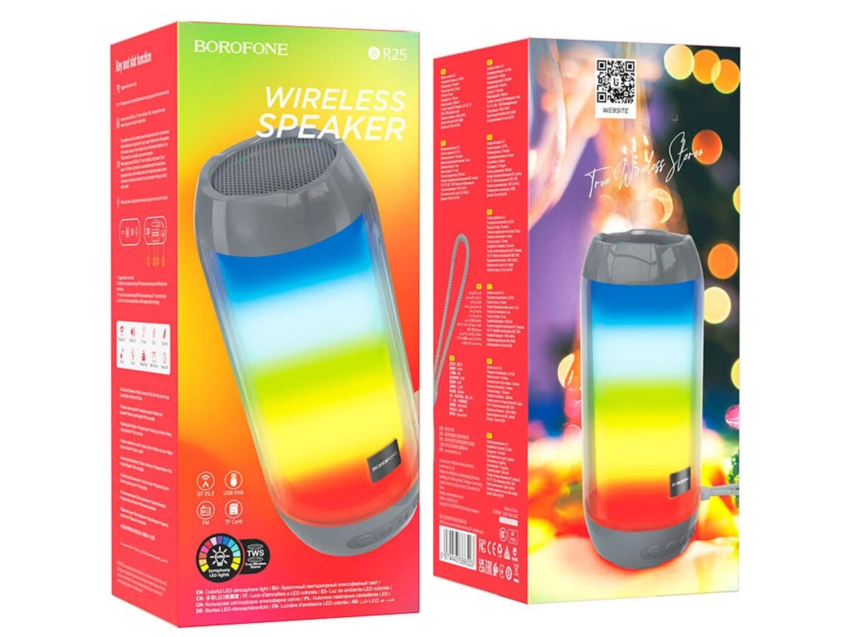 Портативна колонка BOROFONE BR25 Crazy sound colorful luminous BT speaker Gray