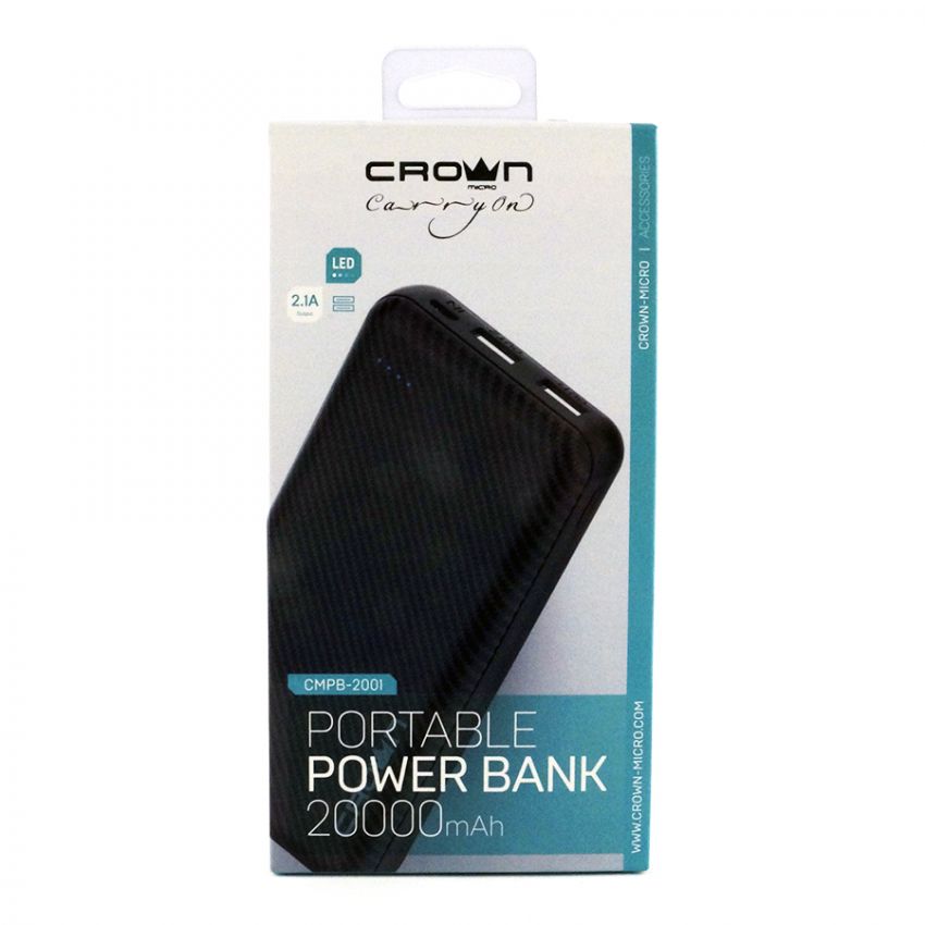 Внешний аккумулятор Crown CMPB-2001 (20000mAh) Black