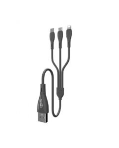 Кабель MIetubl MTB-ODT02 3in1 Lightning+Micro USB+Type-C 1m 2.4A Black