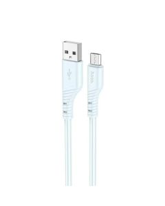 Кабель HOCO X97 Crystal color silicone charging data cable Micro light blue