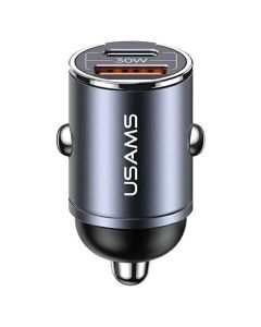 Автомобільний зарядний пристрій Usams US-CC206 C38 PD30W A+C Dual Ports Fast Charging Invisible Ring Car Charger tarnish