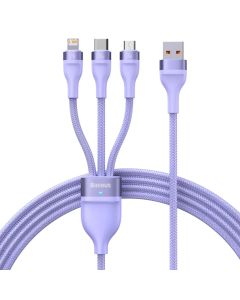 Кабель Baseus Flash Series Ⅱ One-for-three Fast Charging Data Cable USB to M+L+C 100W 1.2m Purple