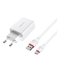 Мережевий зарядний пристрій BOROFONE BA21A Long journey single port QC3.0 charger set(Type-C) White