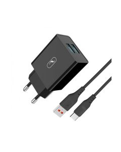 МЗП SkyDolphin SC30T 2USB 2.1A Black + USB Type-C cable (MZP-000171)
