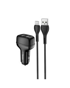 Автомобільний зарядний пристрій HOCO Z36 Leader dual port car charger set(Micro) Black
