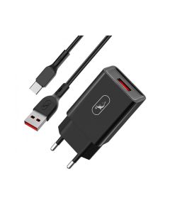 МЗП SkyDolphin SC36T 1USB 2.4A Black + USB Type-C (MZP-000175)